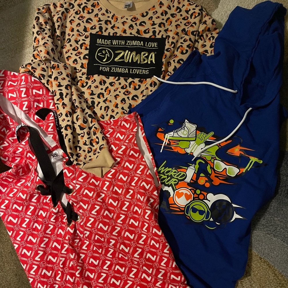 3 Zumba Top 1 Sweatshirt 2 Hoodies Used Once